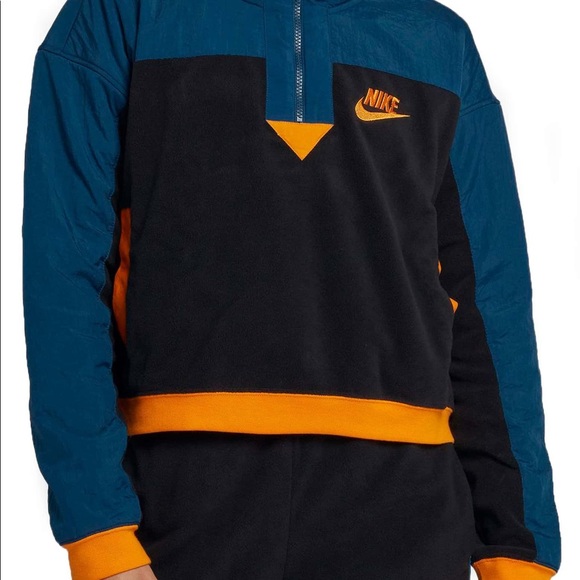 Nike women’s cropped polar fleece half zip jacket black, blue, orange/yellow M - Picture 3 of 9